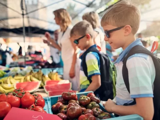 family at playa blanca market 